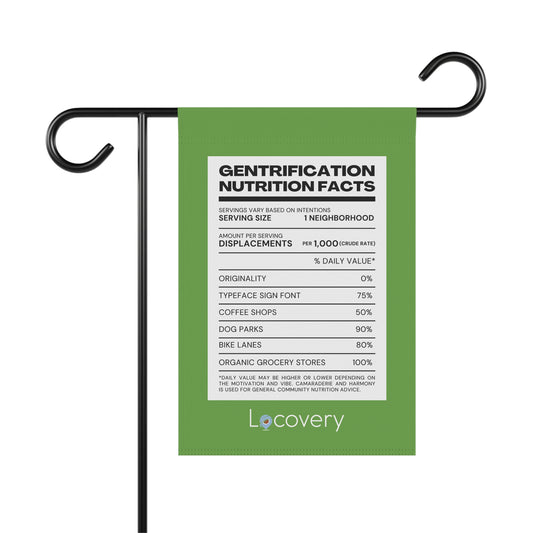 Gentrification Nutrition Facts Garden Banner | Green