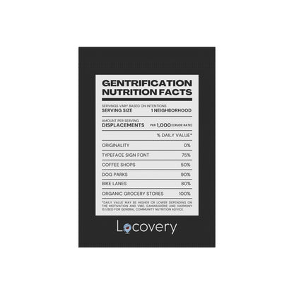 Gentrification Nutrition Facts Garden Banner | Black