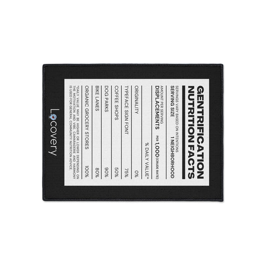 Gentrification Nutrition Facts Label Heavy Duty Floor Mat | Black