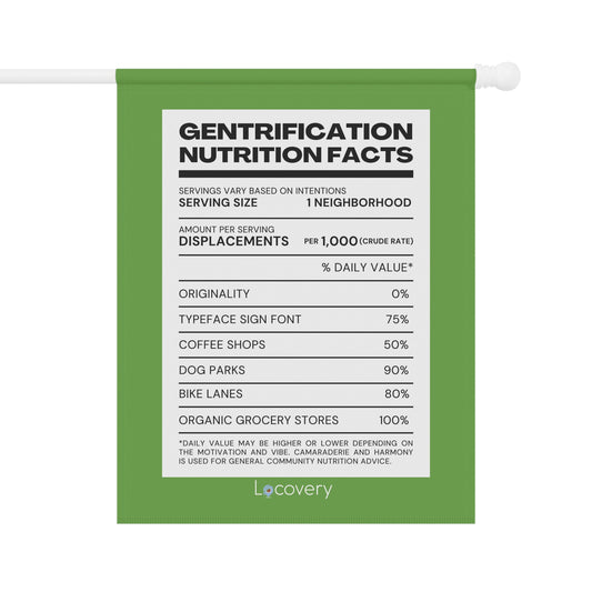 Gentrification Nutrition Facts Label Garden Banner | Green