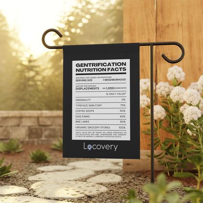 Gentrification Nutrition Facts Garden Banner | Black