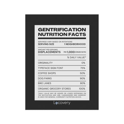 Gentrification Nutrition Facts Label Garden Banner | Black