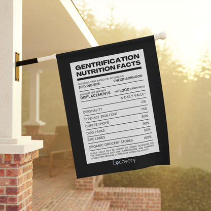 Gentrification Nutrition Facts Label Garden Banner | Black