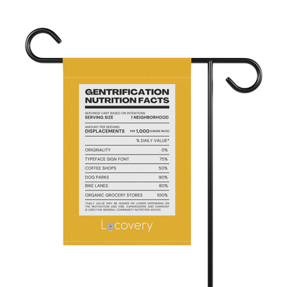 Gentrification Nutrition Facts Garden Banner | Yellow