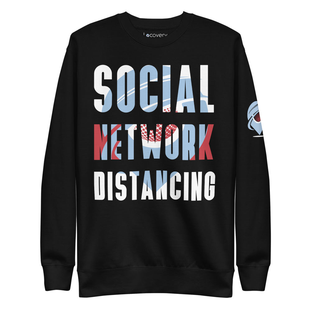 Social Network Distancing Unisex Fleece Pullover | Black